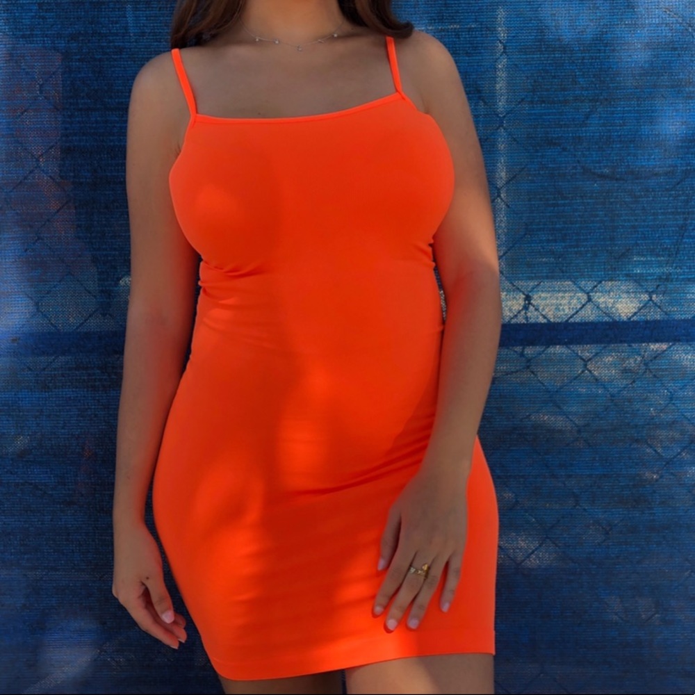 Sorella boutique neon orange simple tank dress